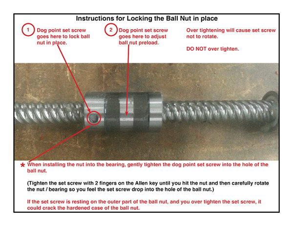 Instructions for Locking the Ball Nut in Place